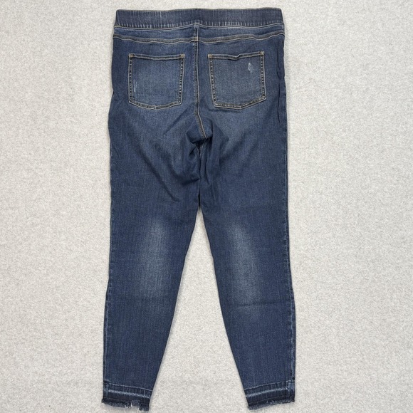 Spanx Jegging Jeans Womens XL Blue Dark Wash Stretch W33 L27 Distressed Pull On - Picture 2 of 7